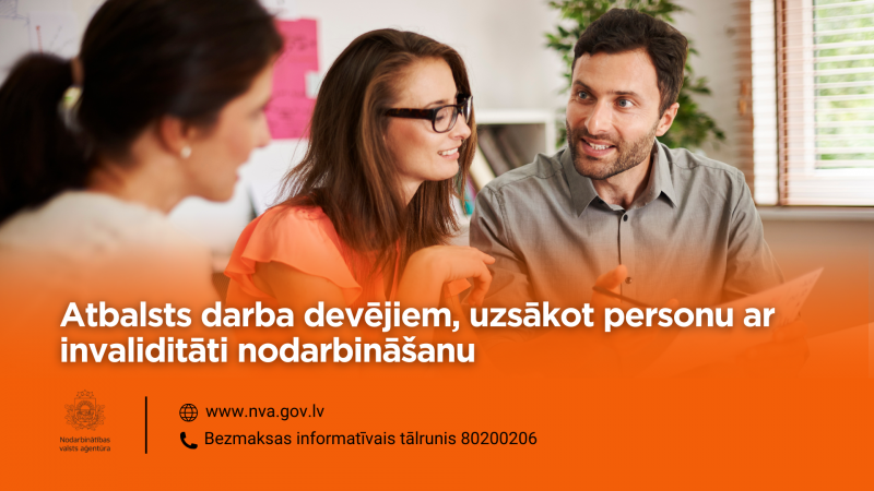 Atbalsts darba devējiem, uzsākot personu ar invaliditāti nodarbināšanu