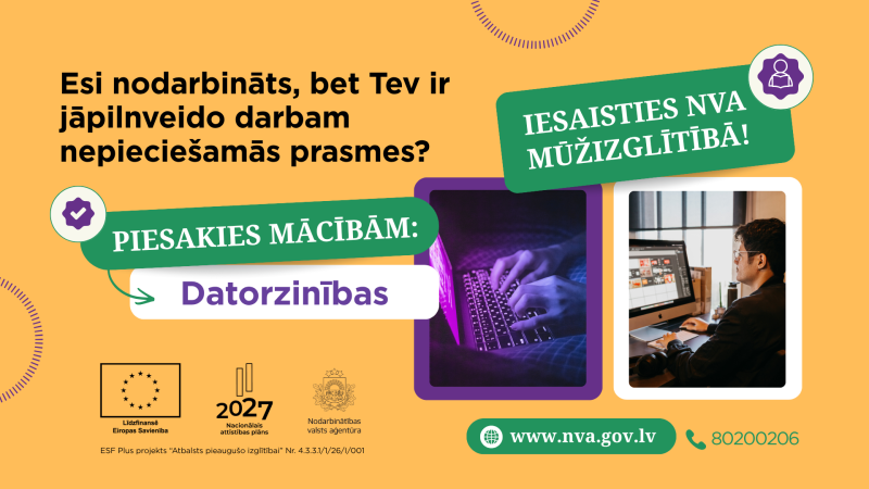 Attēlā redzams cilvēks, kas strādā pie datora
