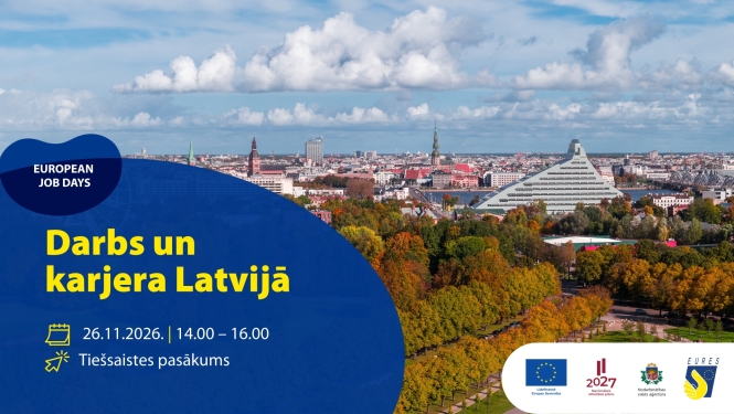 Lapā attēlots skats uz Rīgu un atkārtota informācija par pasākumu