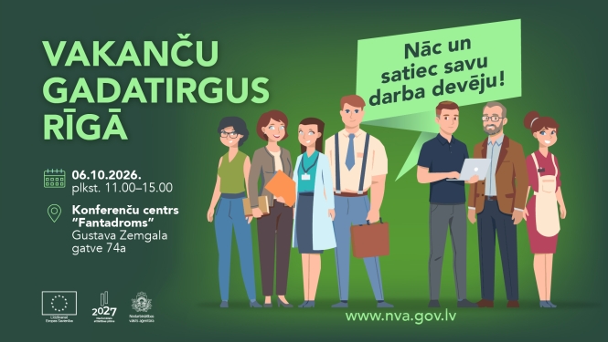NVA vakanču gadatirgus Rīgā 06.10.2026., 11.00–15.00, Konferenču centrs "Fantadroms", Gustava Zemgala gatve 74a.