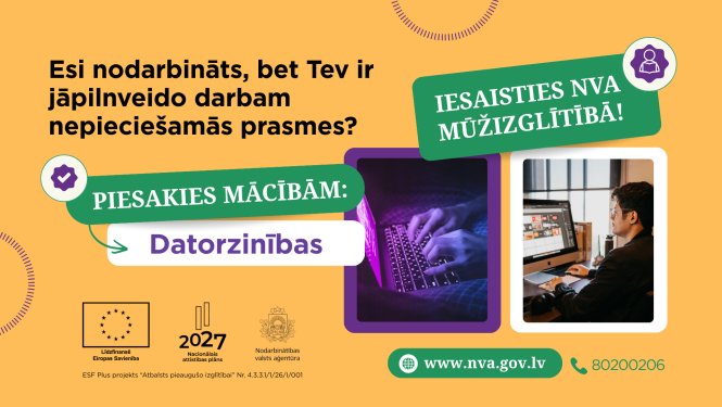 Attēlā redzams cilvēks, kas strādā pie datora