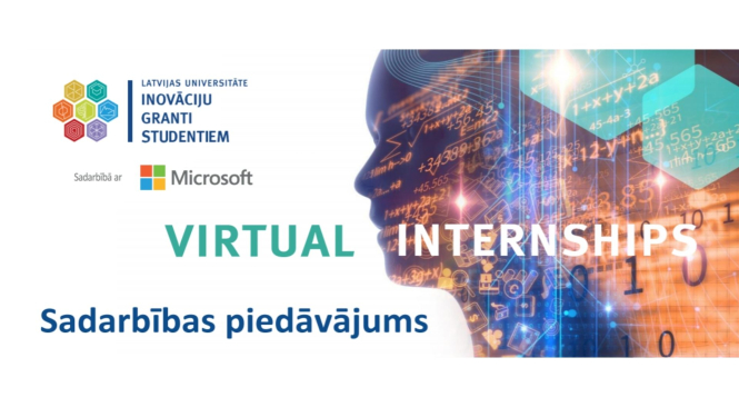 Ilustrācija: mākslīgais intelekts, logo Latvijas Universitātes Inovāciju centrs LUMIC un Microsoft 