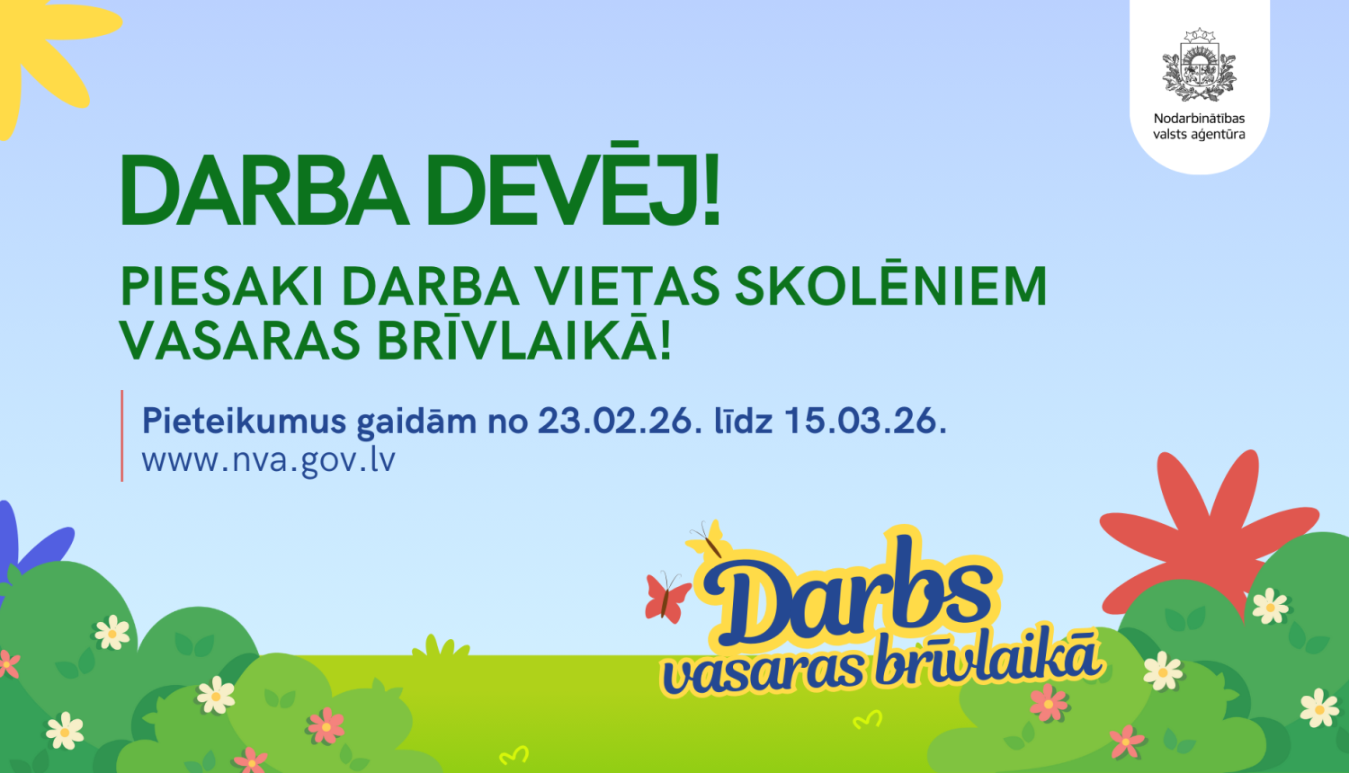 Krāsains ilustratīvs attēls ar zaļiem krūmiem un zāli
