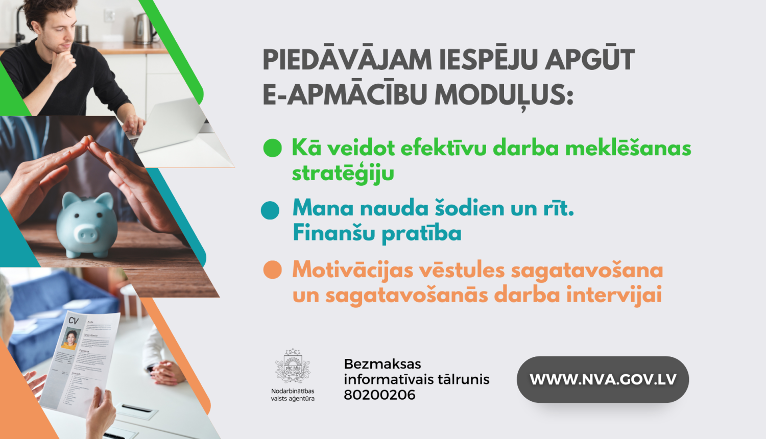 Piedāvājam iespēju apgūt e-apmācību moduļus