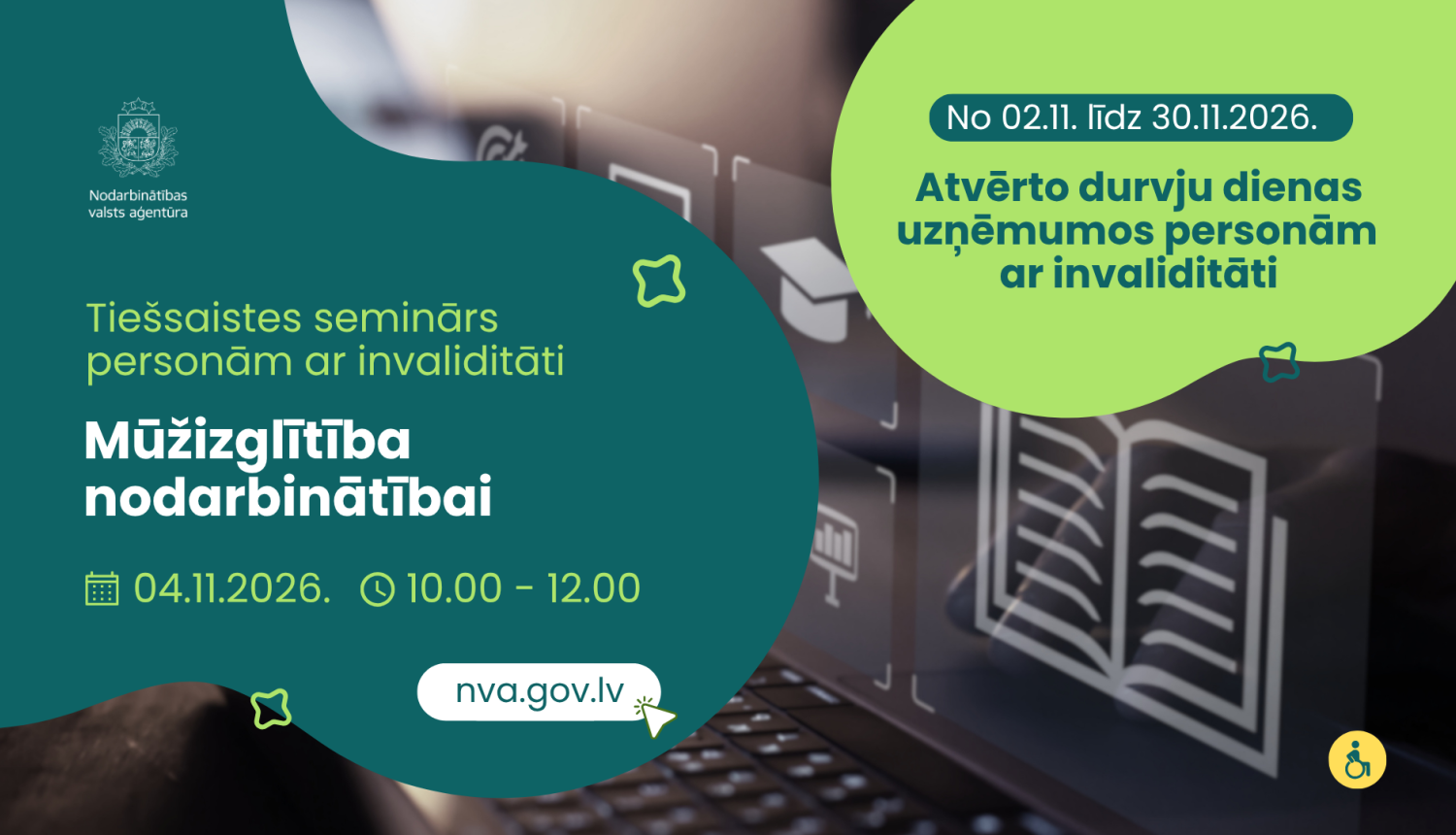 2026. gada 4. novembrī no plkst. 10.00 līdz 12.00 notiks tiešsaistes seminārs „Mūžizglītība nodarbinātībai”.