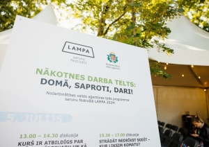 NVA telts sarunu festivālā lampa, afiša