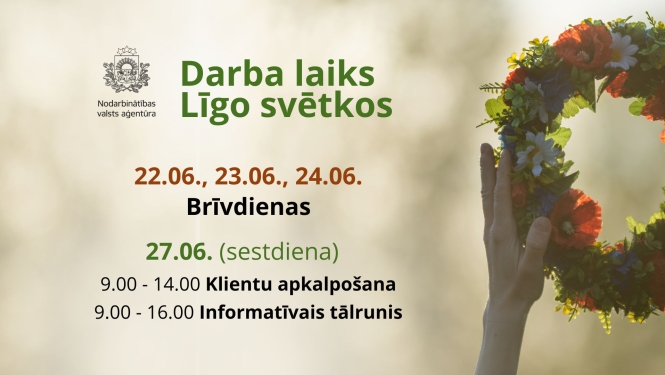 Darba laiks Līgo svētkos. Apraksts zem attēla.
