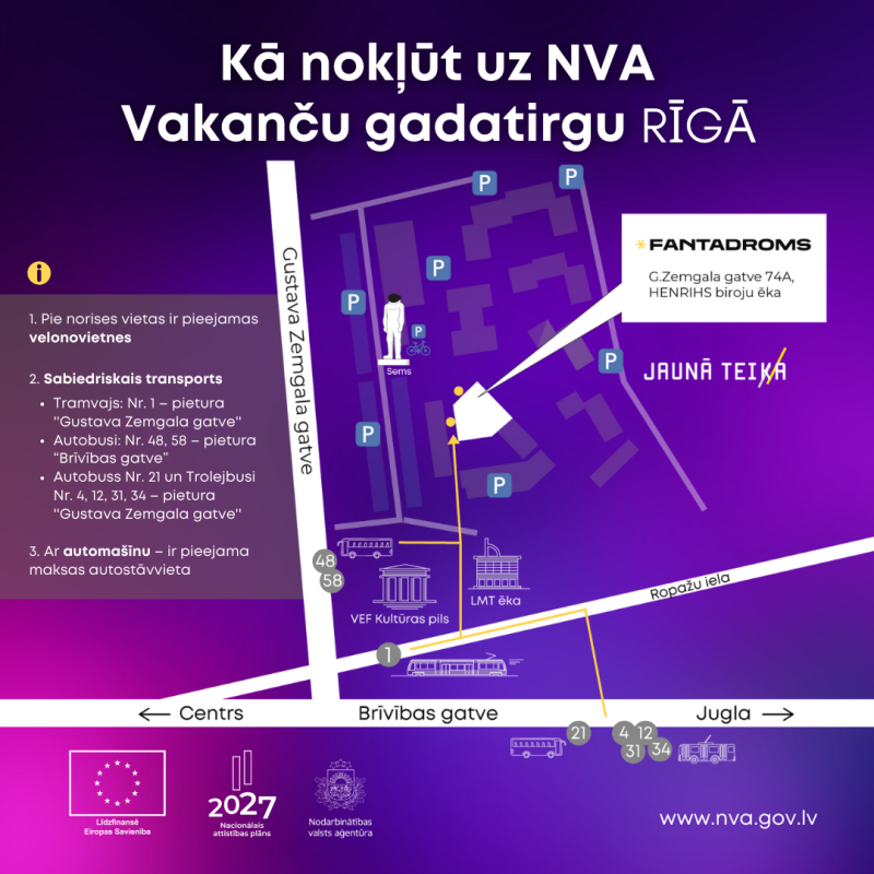 Kā nokļūt uz NVA Vakanču gadatirgu Rīgā 