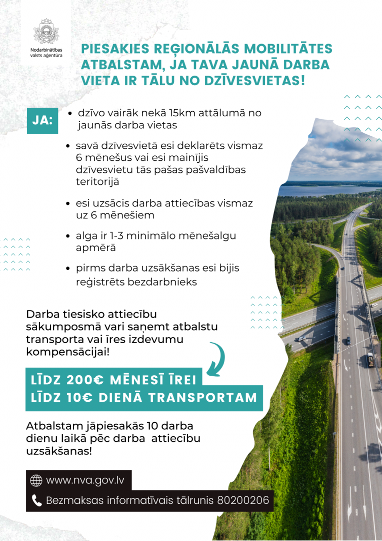 NVA logo, tekstuāls saturs, foto: autoceļš 