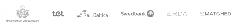 NVA logo, TET logo, Rail Baltica logo, Swedbank logo, ERDA logo, UP MATCHED logo