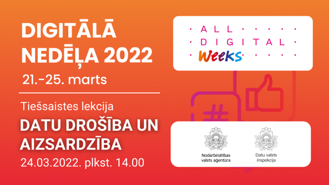 Digitālā nedēļa 2022 logo, NVA logo, DVI logo, tekstuāls saturs