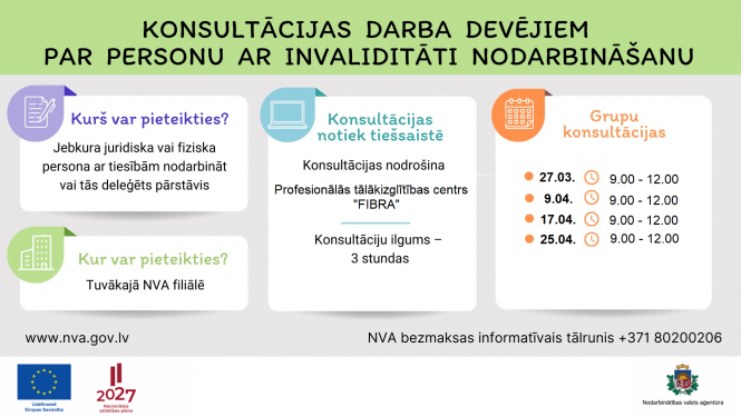 Attēlā redzams darba devēju grupu konsultāciju grafiks par darba vietas pielāgošanas pakalpojumu