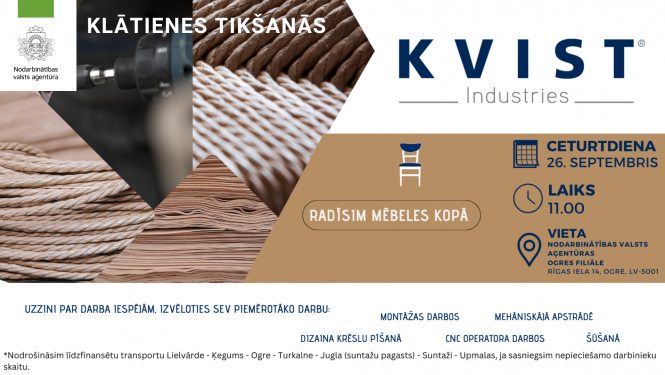 KLĀTIENES tikšanās OGRĒ par darba iespējām SIA “KVIST”