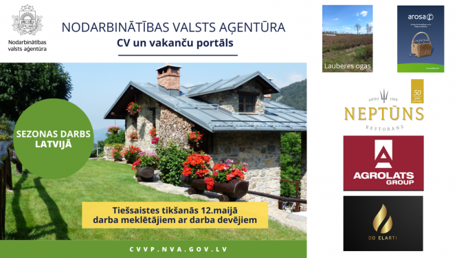 NVA logo, tekstuāls saturs, logo: ,,Arosa-R" SIA,  “Agrolats Holding” A/S, “DO ELARTI” SIA, "Antila" SIA, “Lauberes ogas” SIA   