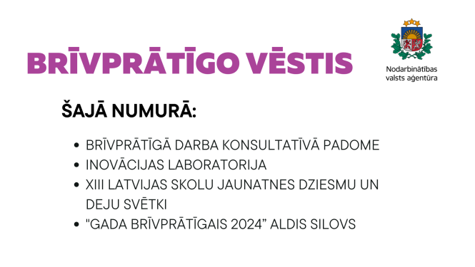 Publicēts Nodarbinātības valsts aģentūras digitālā izdevuma “Brīvprātīgo Vēstis” pirmais numurs
