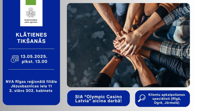 Klātienes tikšanās Rīgā par darba un karjeras iespējām SIA “Olympic Casino Latvia” 