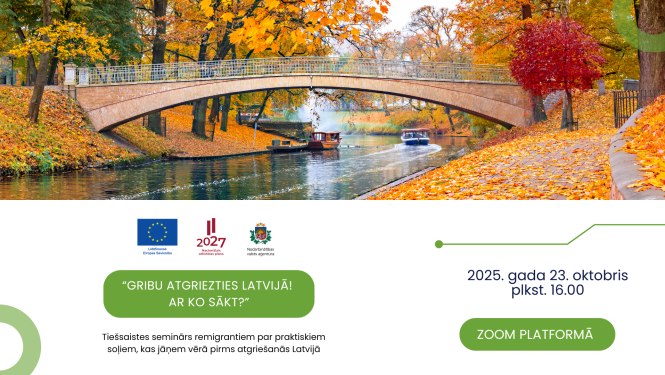 Rudens ainava Rīgas kanālā ar tiltu un laivām.