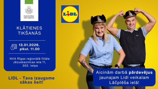 Informācija darba meklētājiem par klātienes tikšanos ar uzņēmumu Lidl 13. janvārī