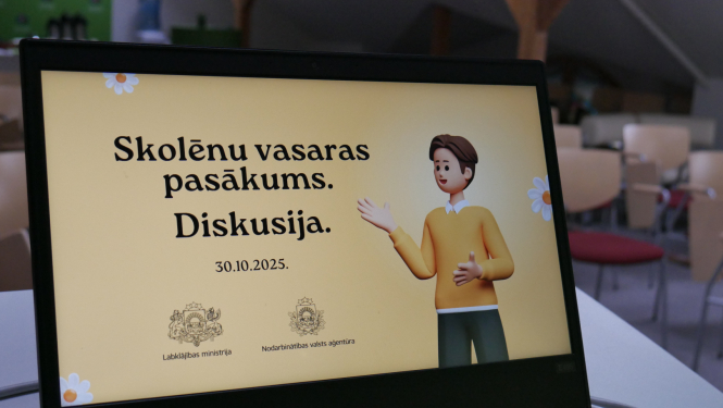 Afiša par Skolēnu vasaras pasākumu un diskusiju