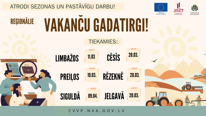 Reģionālie vakanču gadatirgi – atrodi sezonas un pastāvīgu darbu!