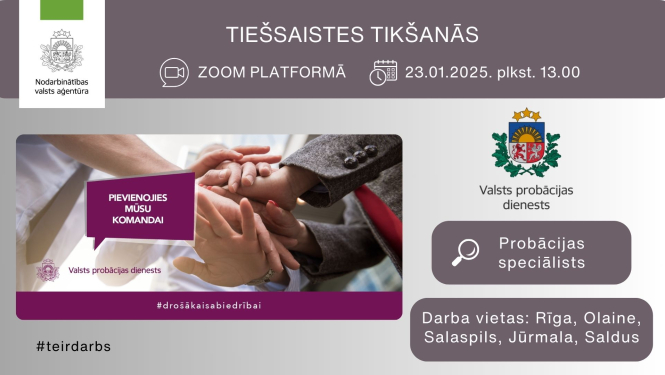 Tiešsaistes tikšanās par darba iespējām Valsts probācijas dienestā
