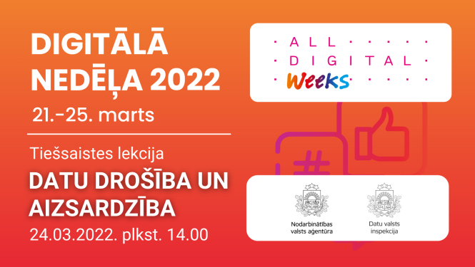 Digitālā nedēļa 2022 logo, NVA logo, DVI logo, tekstuāls saturs