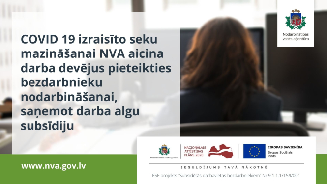 Teksts, NVA un Eiropas Savienības logo, darbs birojā