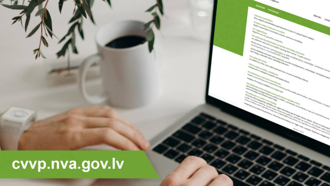 Datora ekrānā redzama tīmekļvietne. Uzraksts cvvp.nva.gov.lv