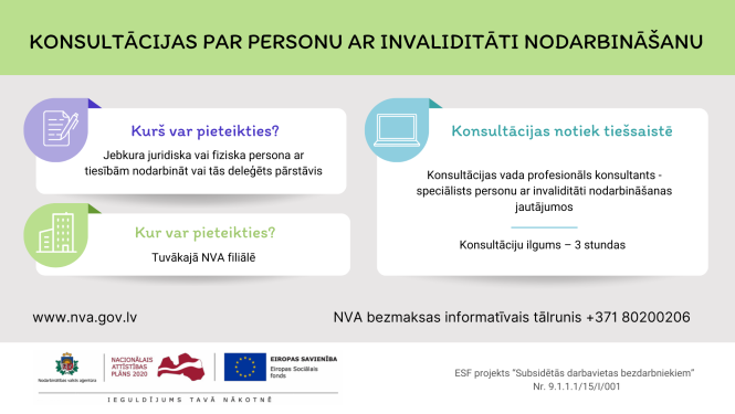 ESF logo, NVA logo, tekstuāls saturs