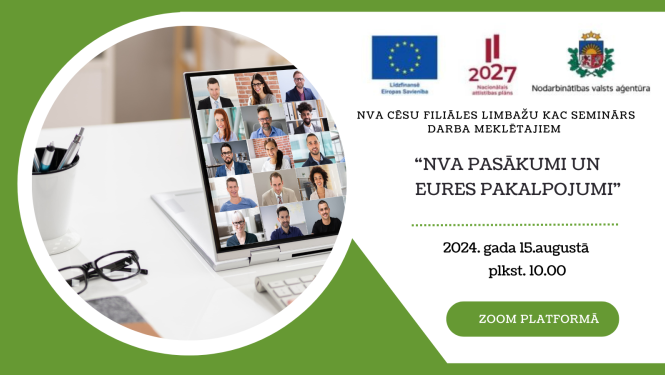NVA Cēsu filiāles LIimbažu KAC tiešsaistes seminārs darba meklētājiem par NVA pasākumiem un EURES pakalpojumiem