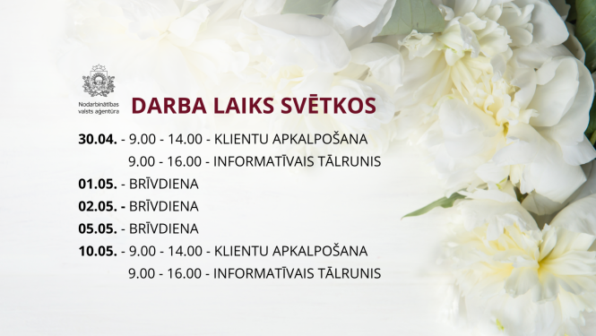 NVA darba laiks svētkos