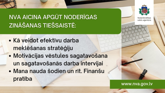 NVA logo, teksts, foto: darbs pie datora