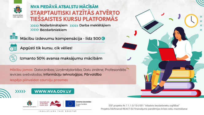 Atbalsts mācībām starptautiski atzītās atvērto tiešsaistes kursu platformās