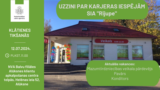 KLĀTIENES tikšanās ALŪKSNĒ par darba un karjeras iespējām SIA “Rijupe”