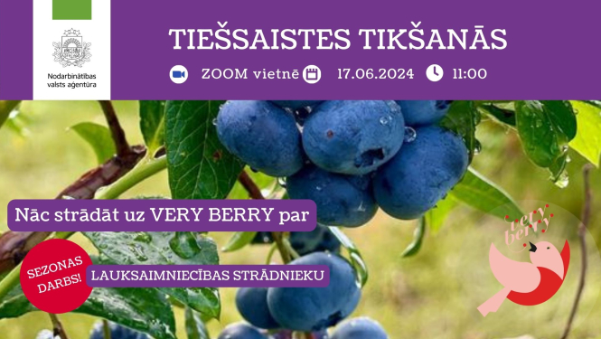 Tiešsaistes tikšanās par sezonas darba iespējām SIA “Very Berry”