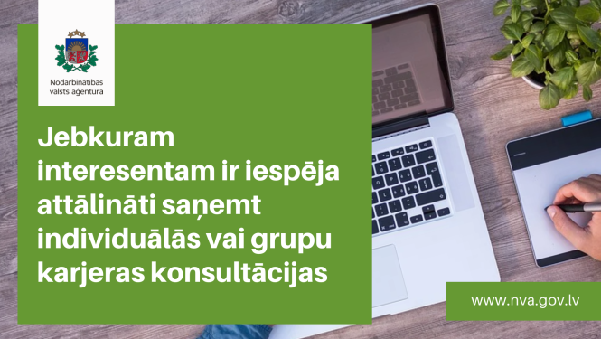 NVA logo, teksts, darbs birojā