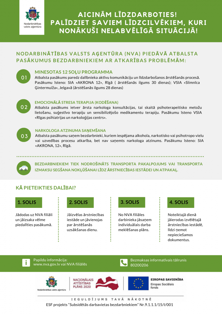 NVA logo, teksts, ESF logo ansamblis