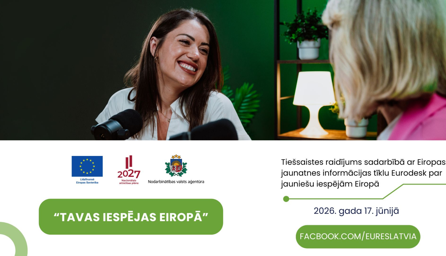 Lapā attēlots raidieraksta moments ar divām sievietēm un informācija par raidījumu