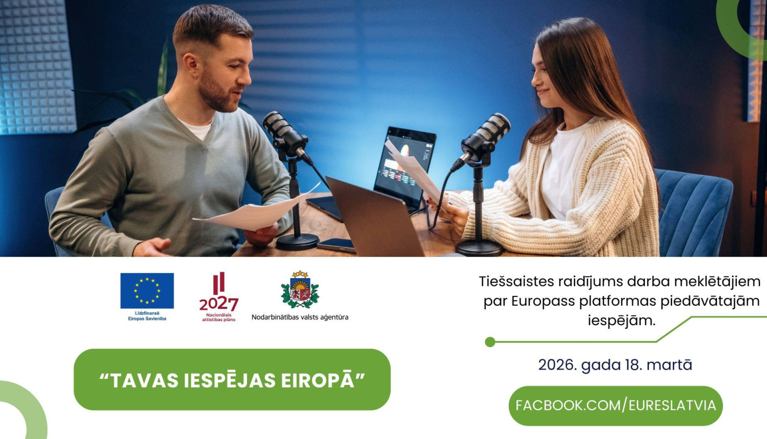 Lapā redzams intervijas ieraksta aina un informācija par raidījumu