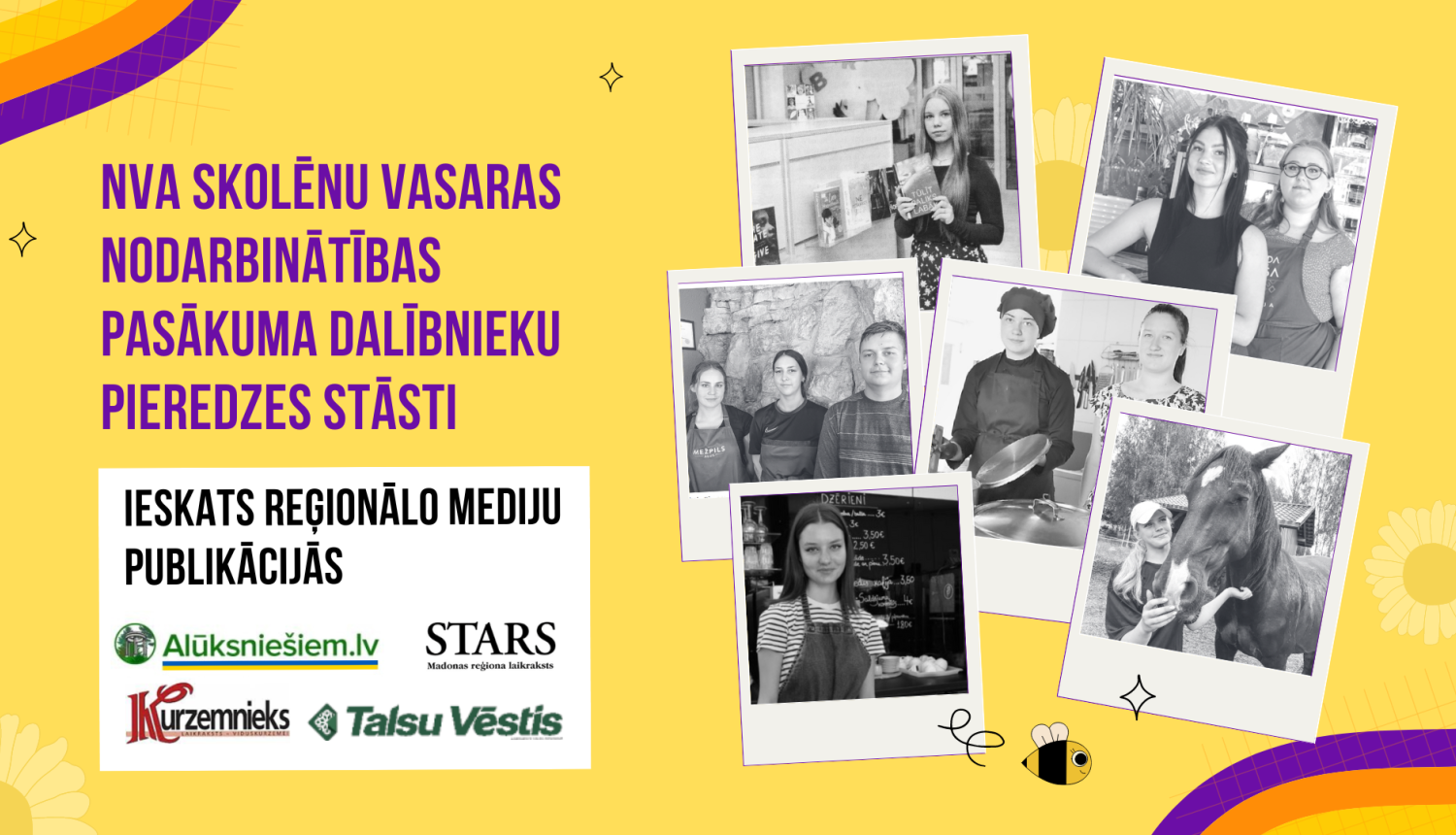 Vizualizācija: NVA skolēnu vasaras nodarbinātības pasākuma dalībnieku pieredzes stāsti. Ieskats reģionālo mediju publikācijās