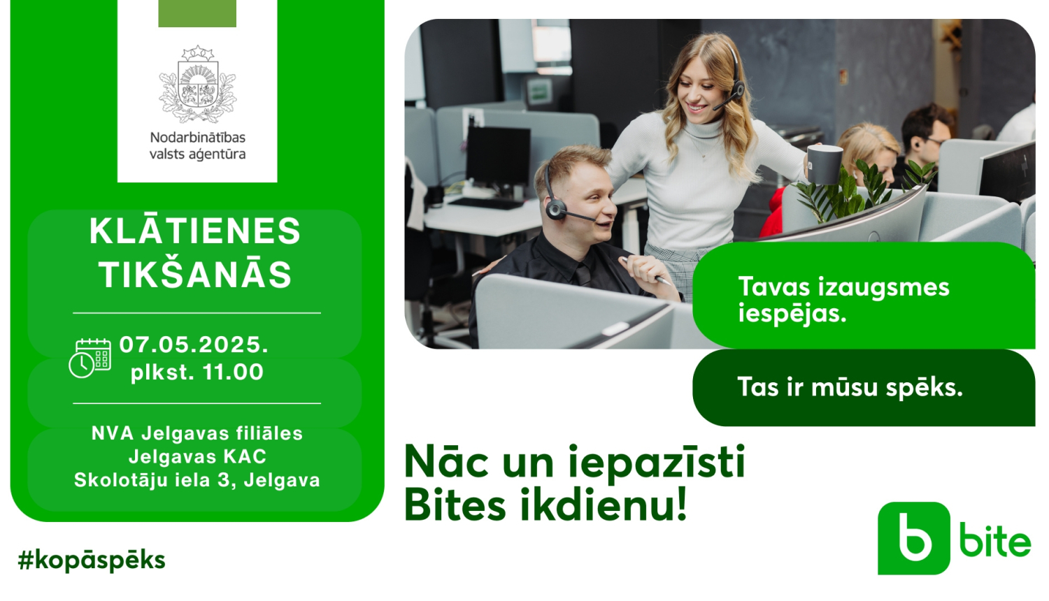 Tikšanās ar SIA "Bite Latvija" Jelgavā makets. Attēlā redzami darbinieki birojā.