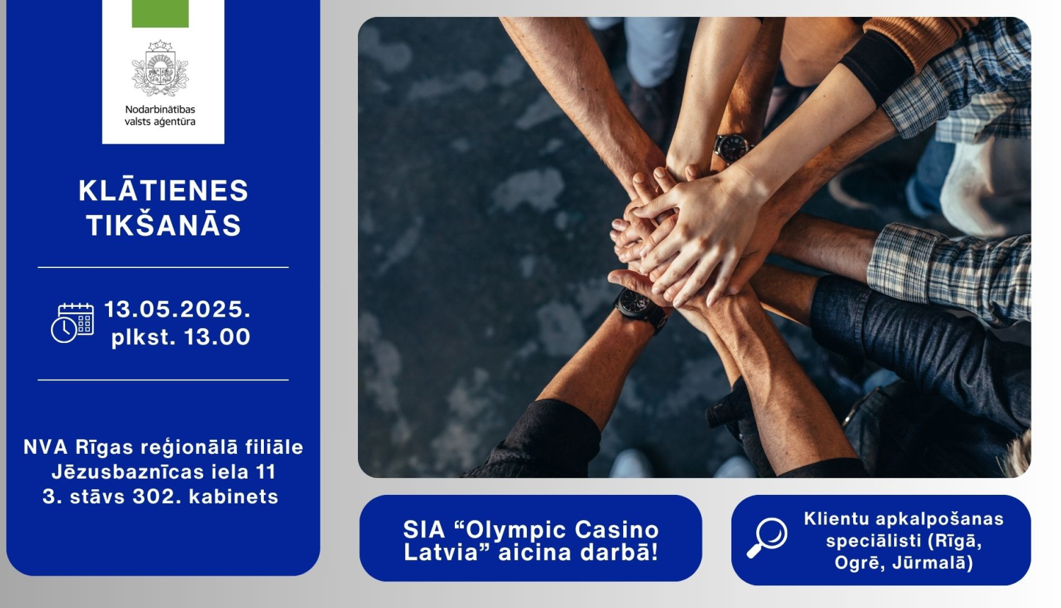 Klātienes tikšanās Rīgā par darba un karjeras iespējām SIA “Olympic Casino Latvia” 