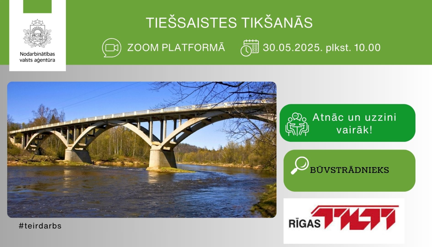 Tiešsaistes tikšanās par darba iespējām SIA “Rīgas tilti"
