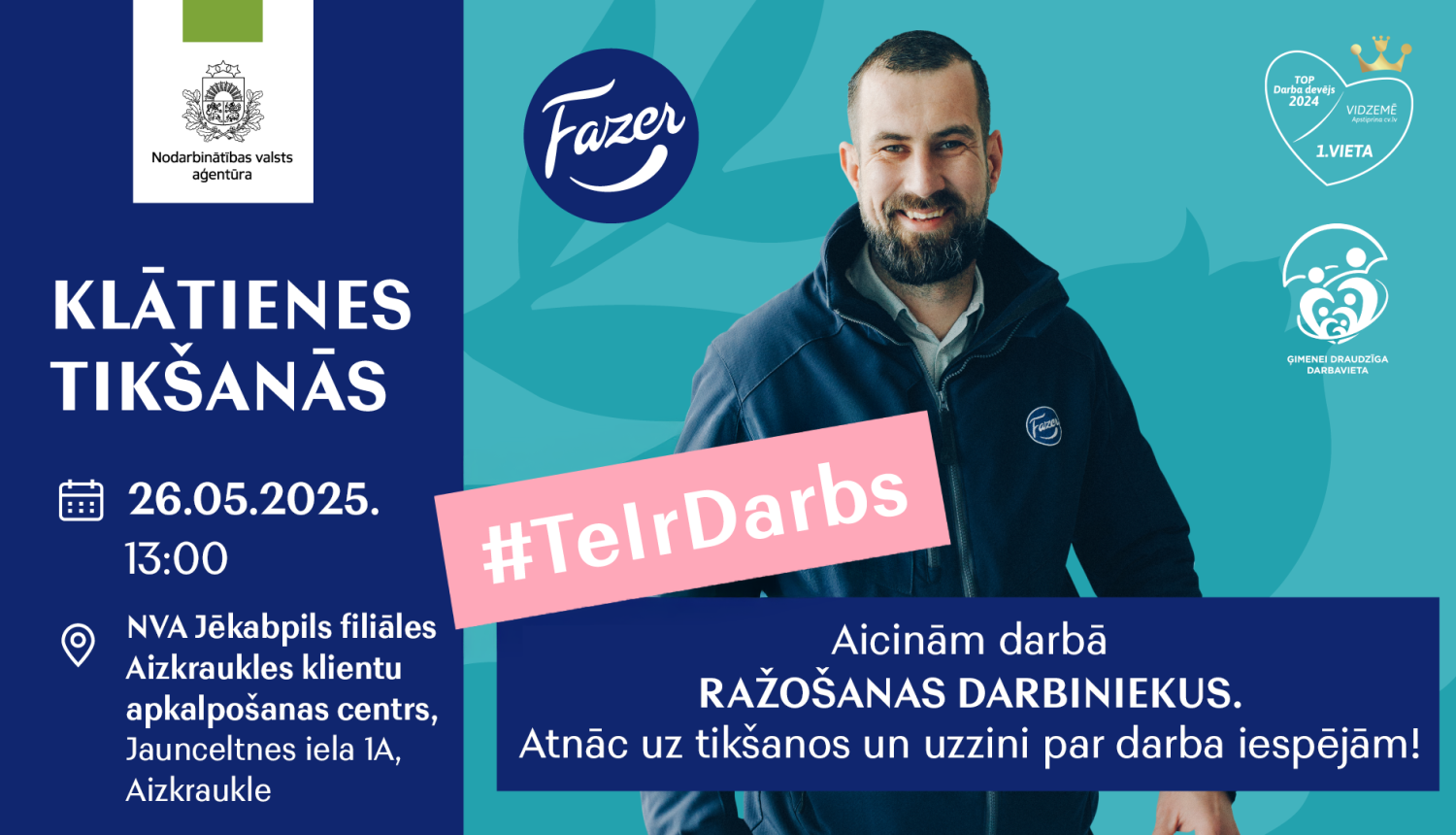 Klātienes tikšanās Jelgavā par darba un karjeras iespējām SIA “Fazer Latvija”