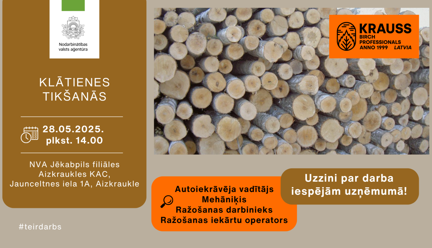 Klātienes tikšanās Aizkrauklē par darba un karjeras iespējām SIA “KRAUSS”