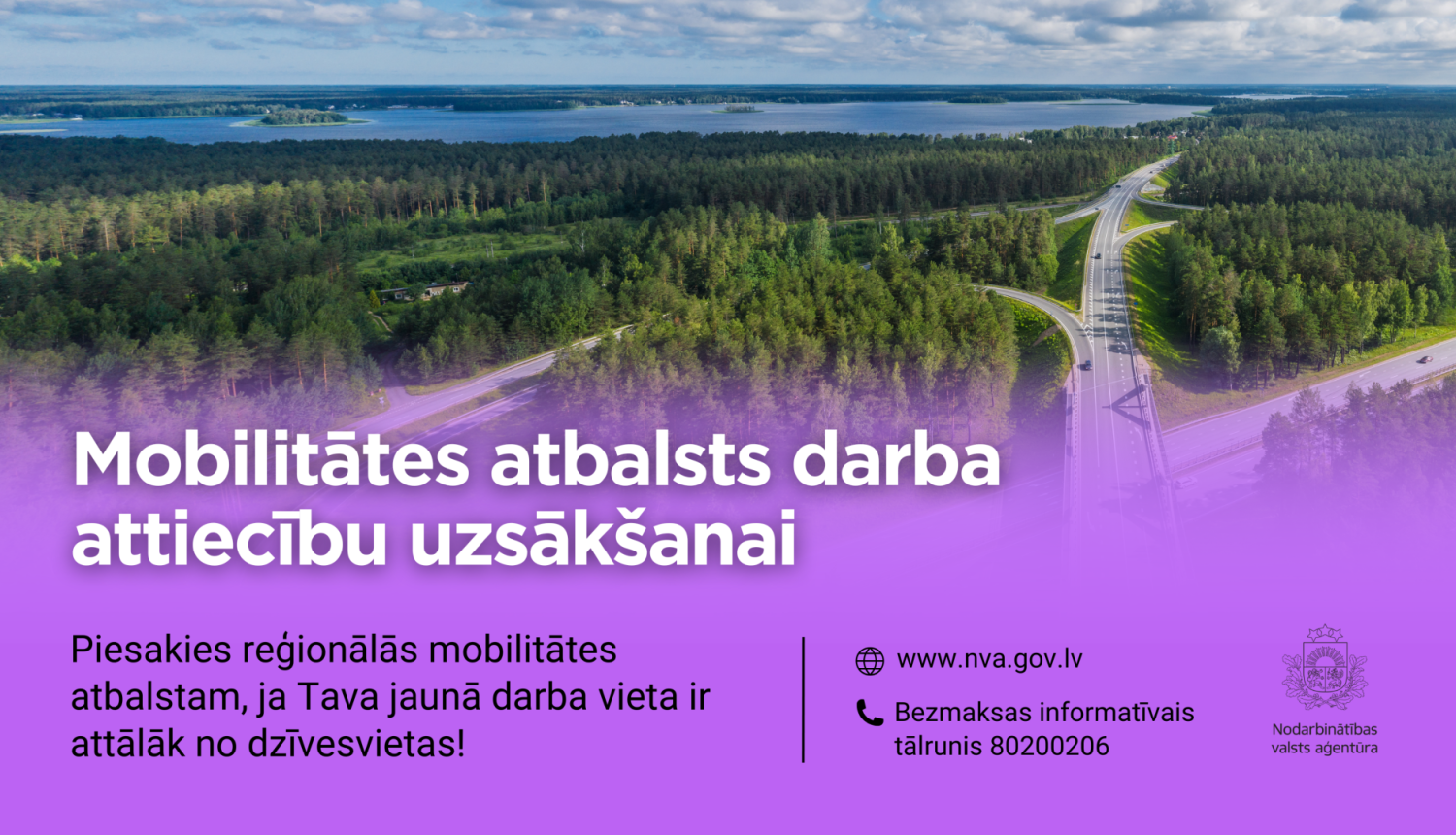 Mobilitātes atbalsts darba attiecību uzsākšanai, NVA logo, foto: Latvijas autoceļš.