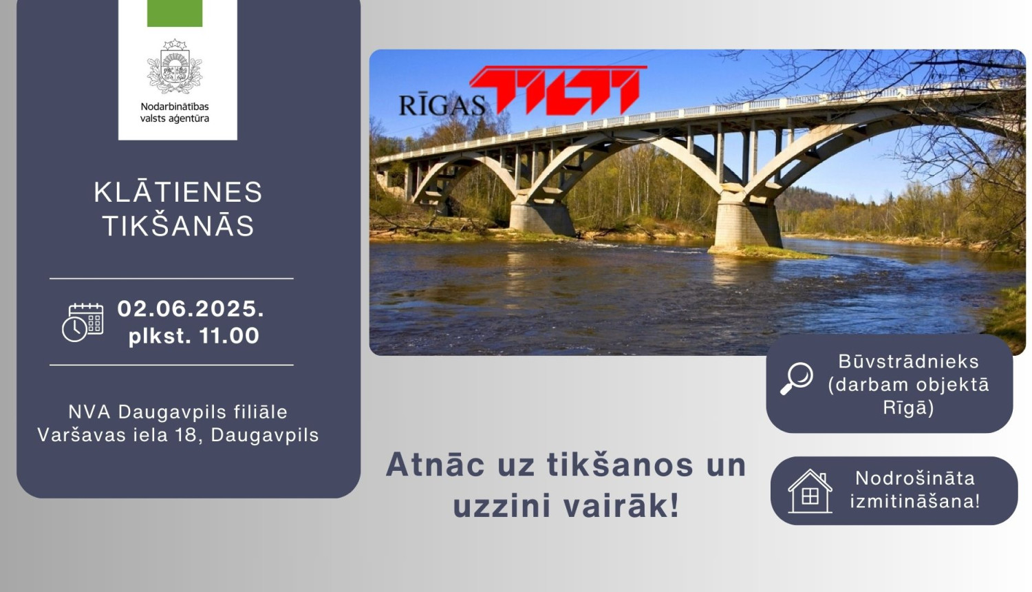 Klātienes tikšanās Daugavpilī par darba un karjeras iespējām SIA "Rīgas tilti"