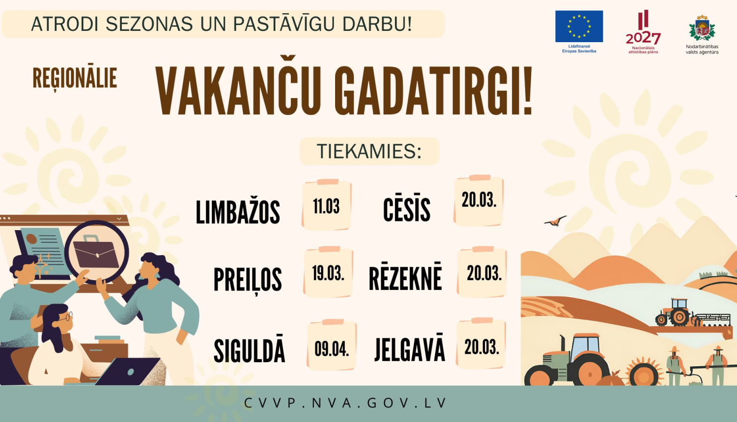 Reģionālie vakanču gadatirgi – atrodi sezonas un pastāvīgu darbu!