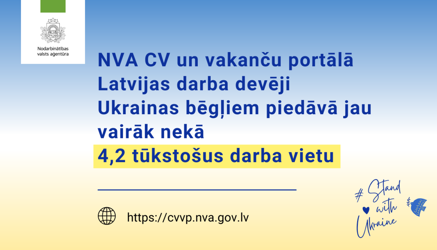 NVA logo, tekstuāls saturs 