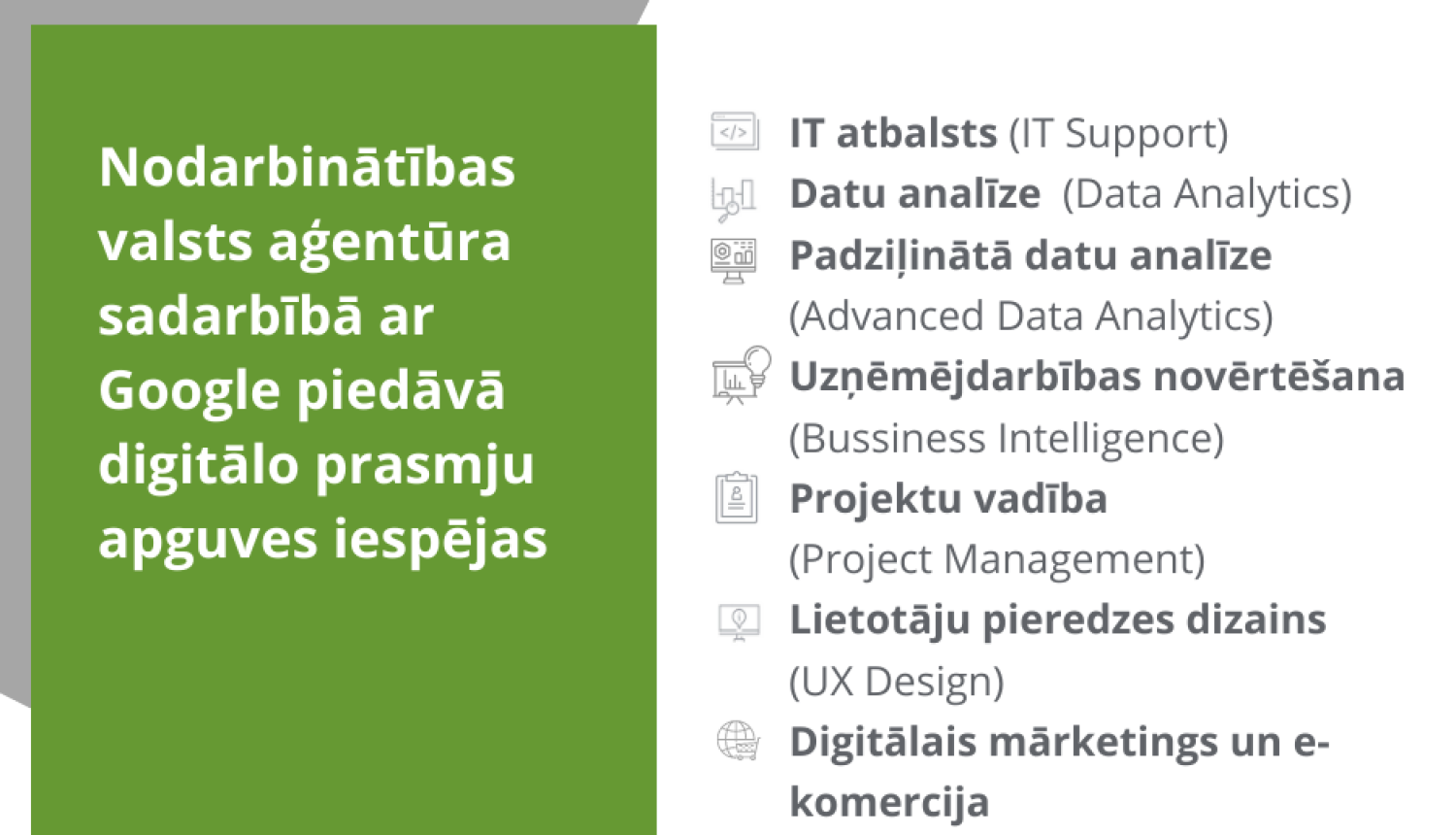 NVA logo, GOOGLE logo, tekstuāls saturs